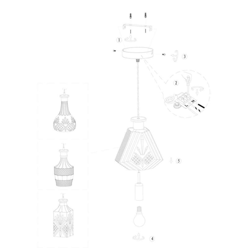 Hanglamp Grazio Glass 3492ME Messing met E14 fitting - Afbeelding 9