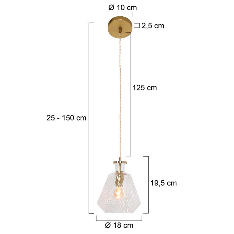 Hanglamp Grazio Glass 3492ME Messing met E14 fitting - Afbeelding 7