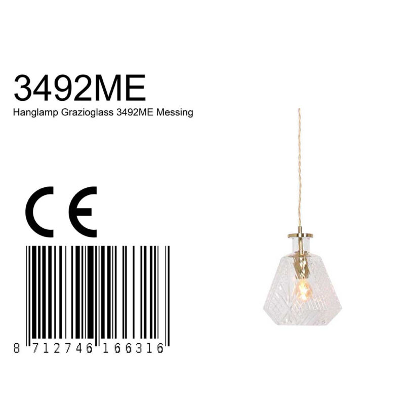 Hanglamp Grazio Glass 3492ME Messing met E14 fitting - Afbeelding 8