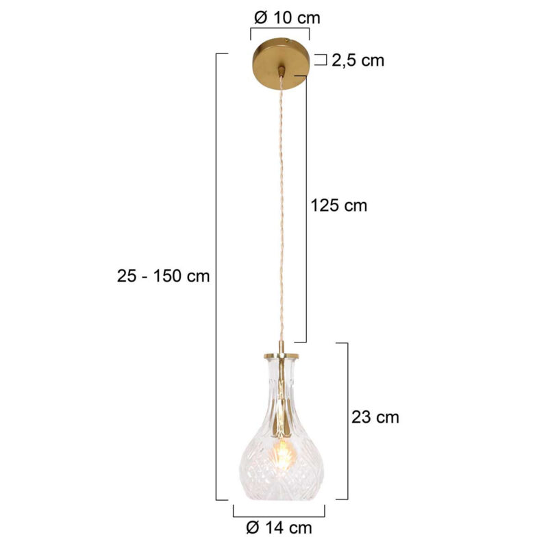 Hanglamp Grazio Glass 3493ME Messing met E14 fitting - Afbeelding 7