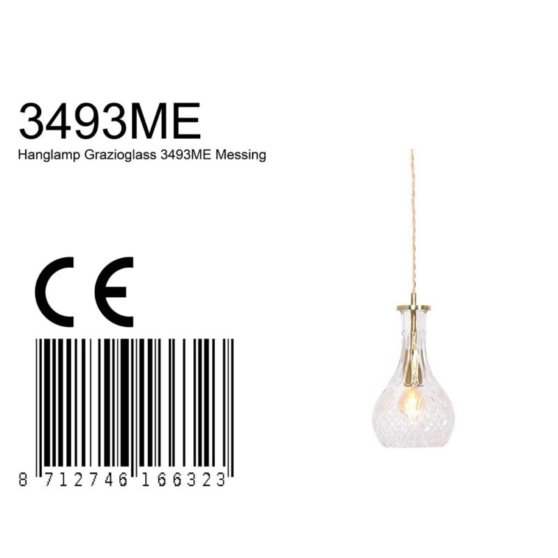 Hanglamp Grazio Glass 3493ME Messing met E14 fitting - Afbeelding 8