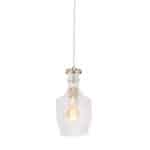 Glas hanglamp, vintage kroonluchter, heldere glazen hanglamp, elegante woonverlichting, sfeervol interieuraccessoire.