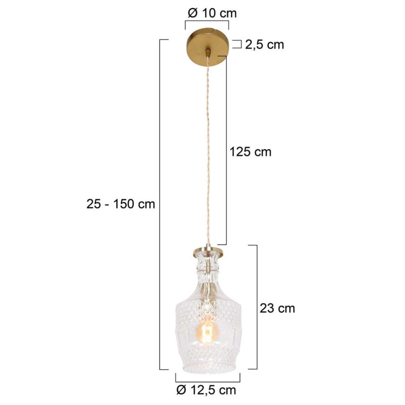 Hanglamp Grazio Glass 3494ME Messing met E14 fitting - Afbeelding 7