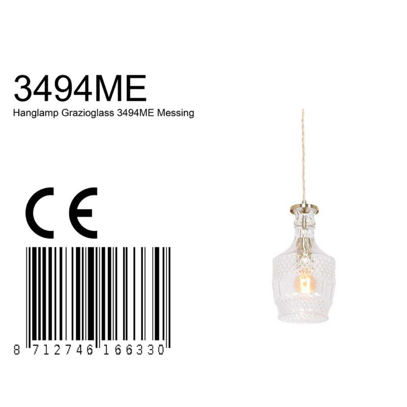 Hanglamp Grazio Glass 3494ME Messing met E14 fitting - Afbeelding 8