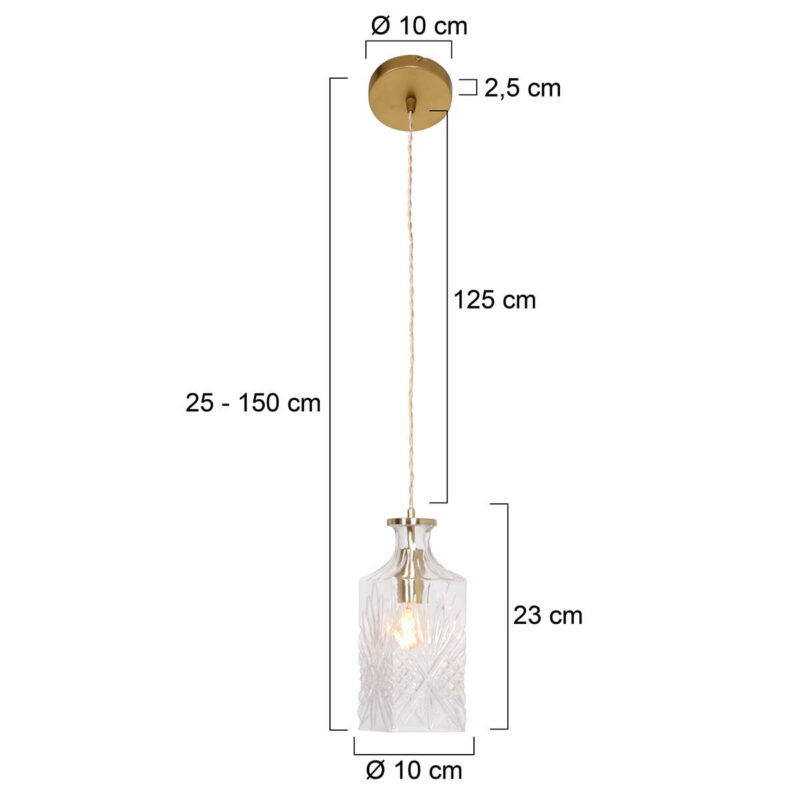 Hanglamp Grazio Glass 3495ME Messing met E14 fitting - Afbeelding 7