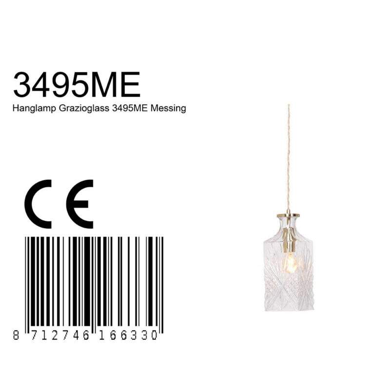 Hanglamp Grazio Glass 3495ME Messing met E14 fitting - Afbeelding 8