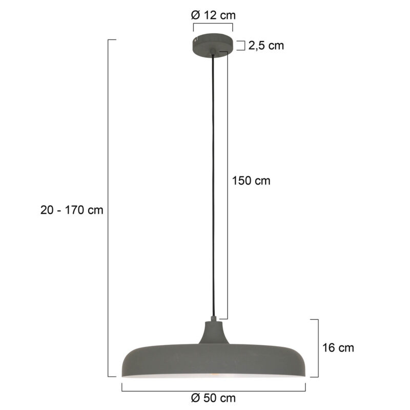 Hanglamp Krisip 2677GR Grijs met E27 fitting aan strijkijzer snoer - Afbeelding 6