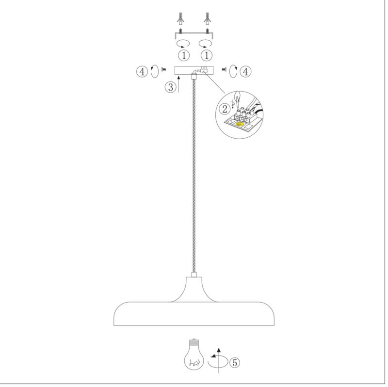 Hanglamp Krisip 2677W Wit met E27 fitting aan stoffen snoer - Afbeelding 9