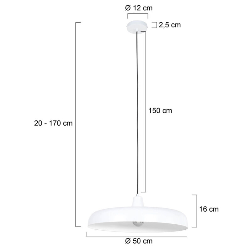 Hanglamp Krisip 2677W Wit met E27 fitting aan stoffen snoer - Afbeelding 6