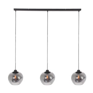 Hanglamp Lotus 1898ZW Zwart 3 lichts E27 fitting