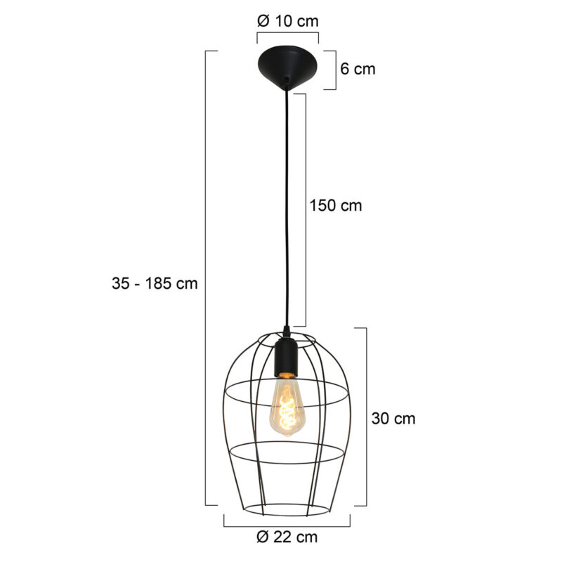 Hanglamp Minimalics 2705ZW Zwart – Stijlvol open design met E27 fitting - Afbeelding 7