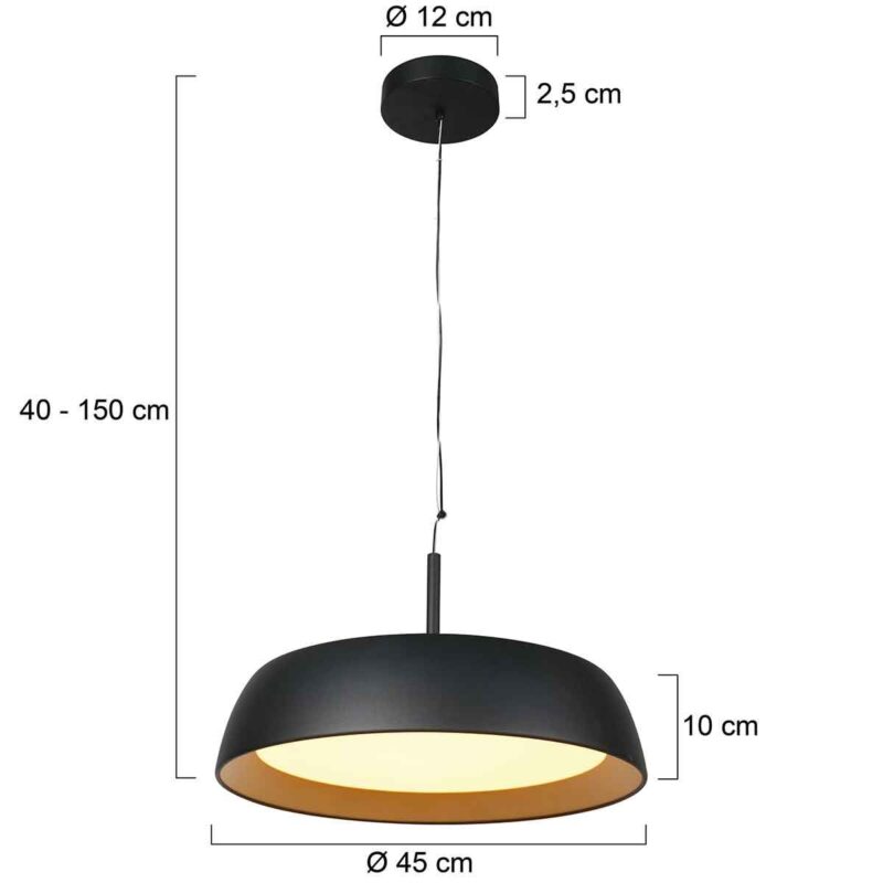 Hanglamp Mykty 3689ZW zwart met goud Ø45 cm 3200 Lumen - Afbeelding 7