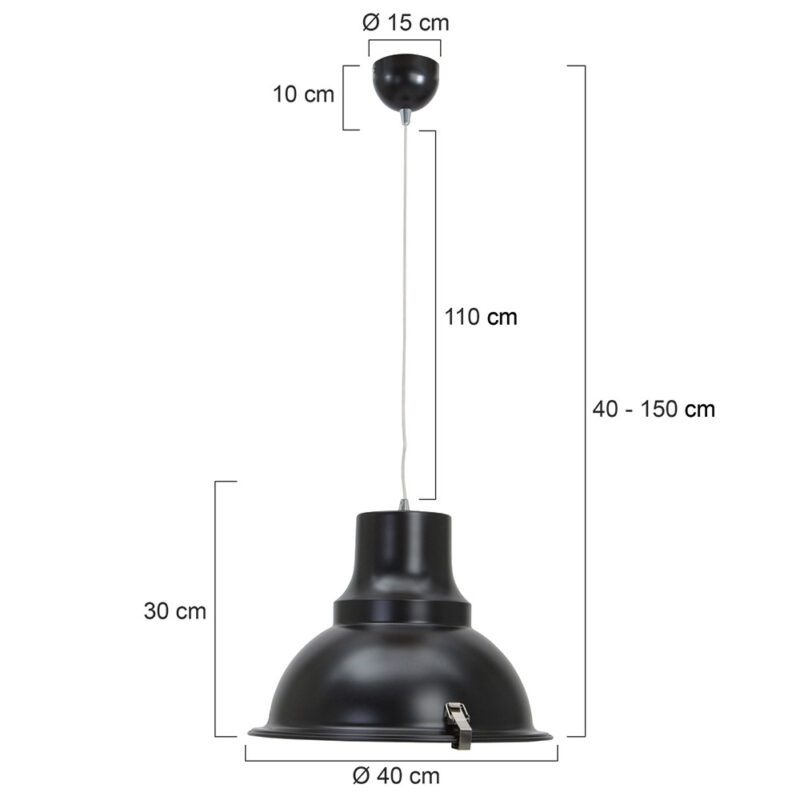 Hanglamp Parade 5798ZW Zwart Ø40cm E27 fitting - Afbeelding 8