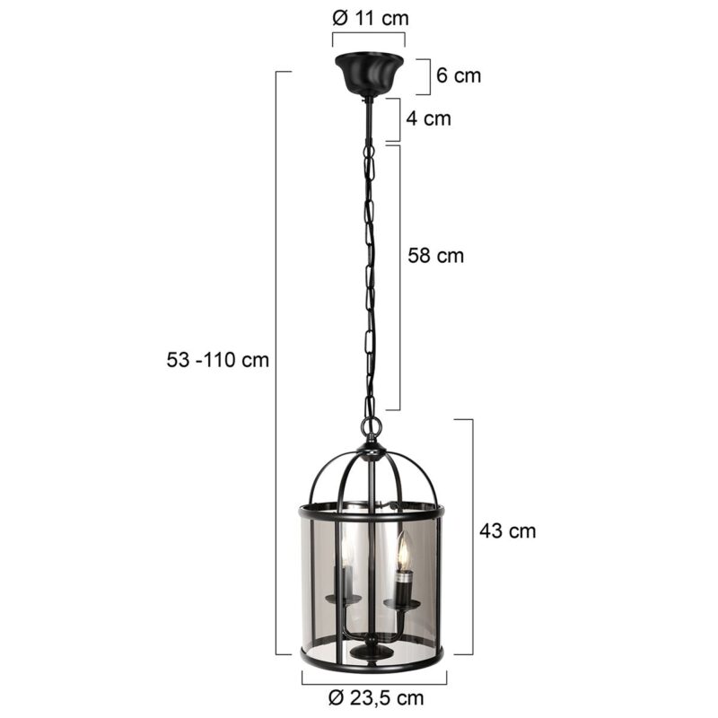 Hanglamp Pimpernel 5971ZW Zwart Ø23 cm klassieke lantaarn - Afbeelding 7