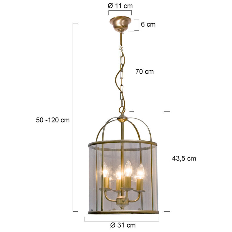 Hanglamp Pimpernel 5972BR Brons Ø25 4 x een E14 fitting - Afbeelding 8