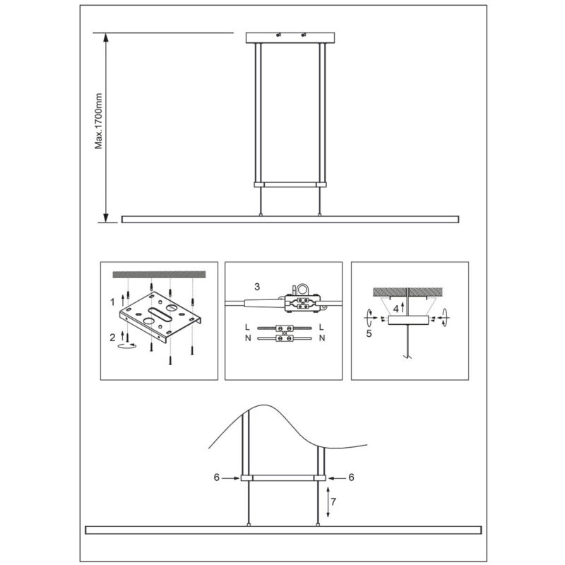 Hanglamp Profilo 3317ST Staal 115cm breed 1700 lumen - Afbeelding 9