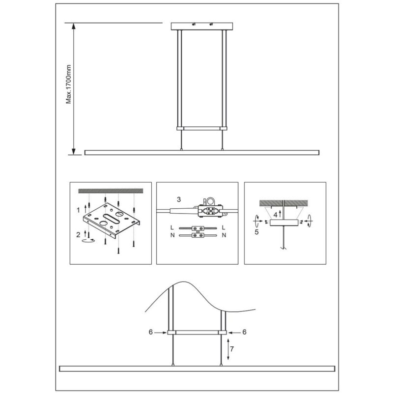 Hanglamp Profilo 3318ST Staal 150 cm breed 2100 lumen - Afbeelding 9