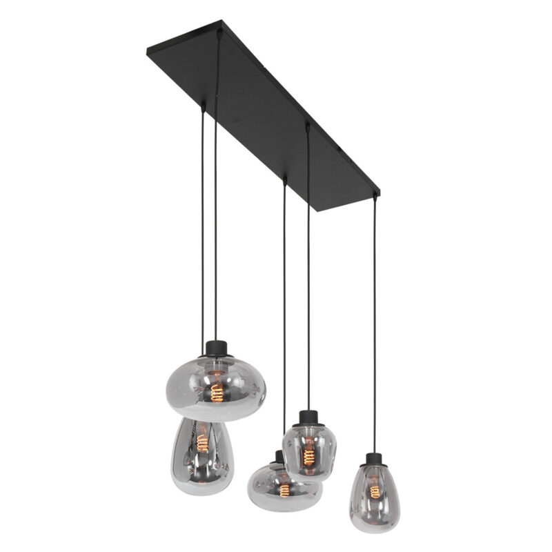 Hanglamp Reflexion 3078ZW Zwart E27 fitting 100cm breed - Afbeelding 11