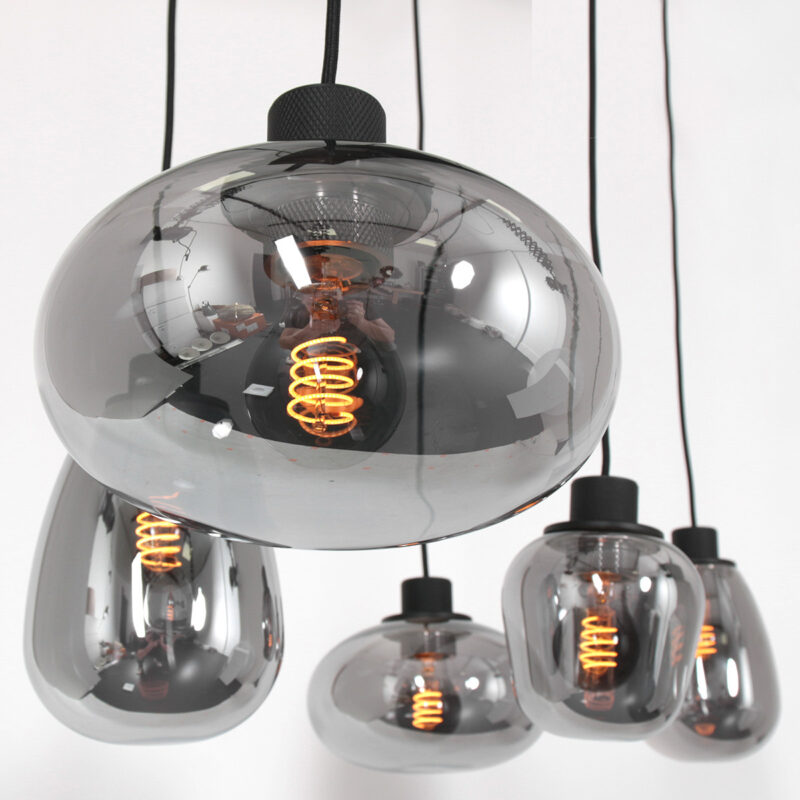 Hanglamp Reflexion 3078ZW Zwart E27 fitting 100cm breed - Afbeelding 13