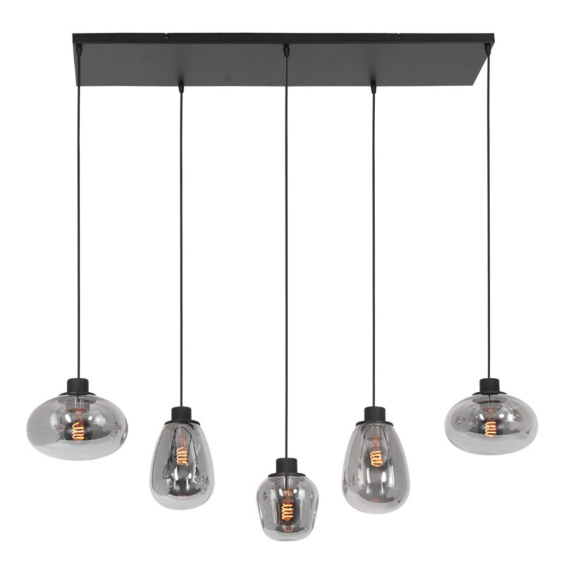 Hanglamp Reflexion 3078ZW Zwart E27 fitting 100cm breed - Afbeelding 15
