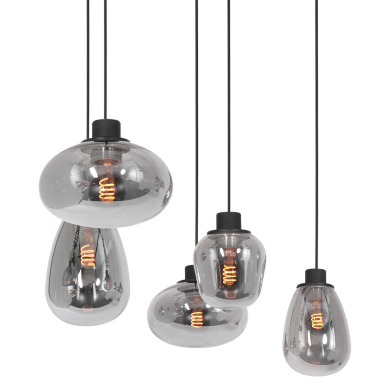 Hanglamp Reflexion 3078ZW Zwart E27 fitting 100cm breed - Afbeelding 17