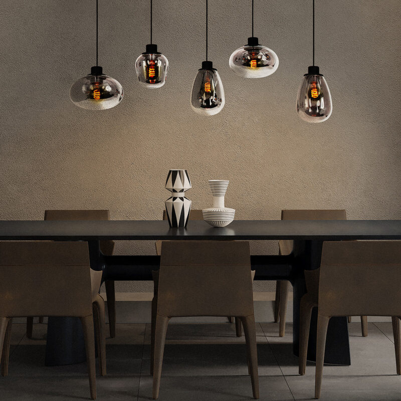Hanglamp Reflexion 3078ZW Zwart E27 fitting 100cm breed - Afbeelding 4