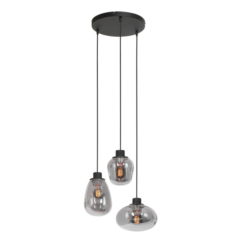 Hanglamp Reflexion 3079ZW Zwart 3 lichts E27 fitting - Afbeelding 2