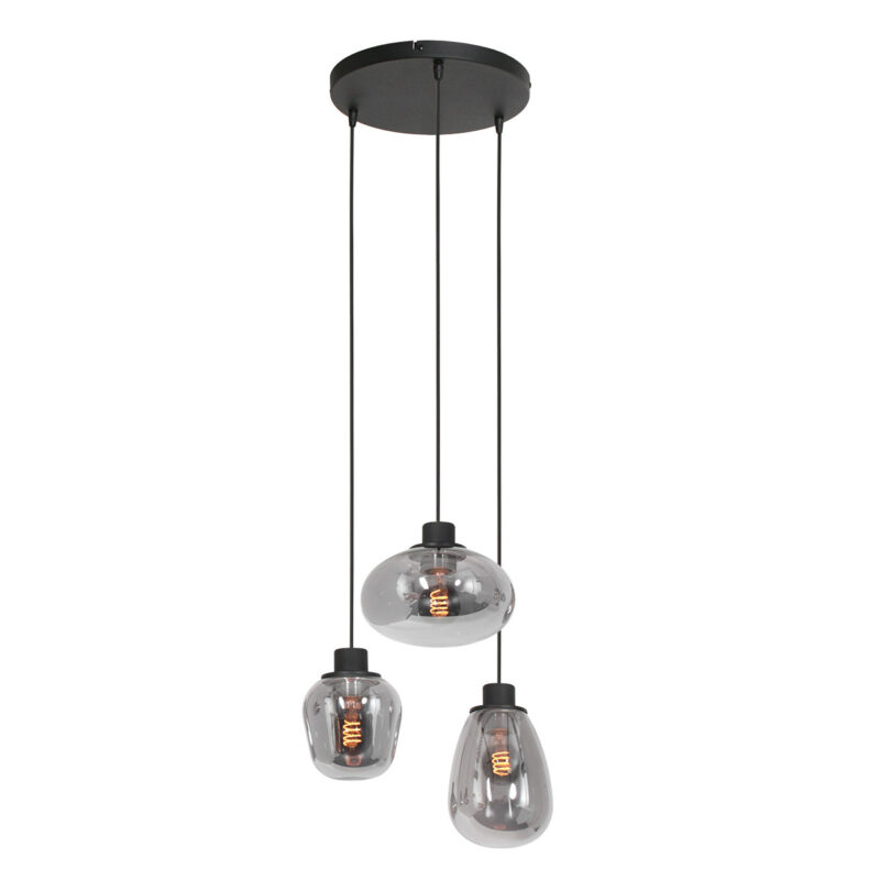 Hanglamp Reflexion 3079ZW Zwart 3 lichts E27 fitting - Afbeelding 11