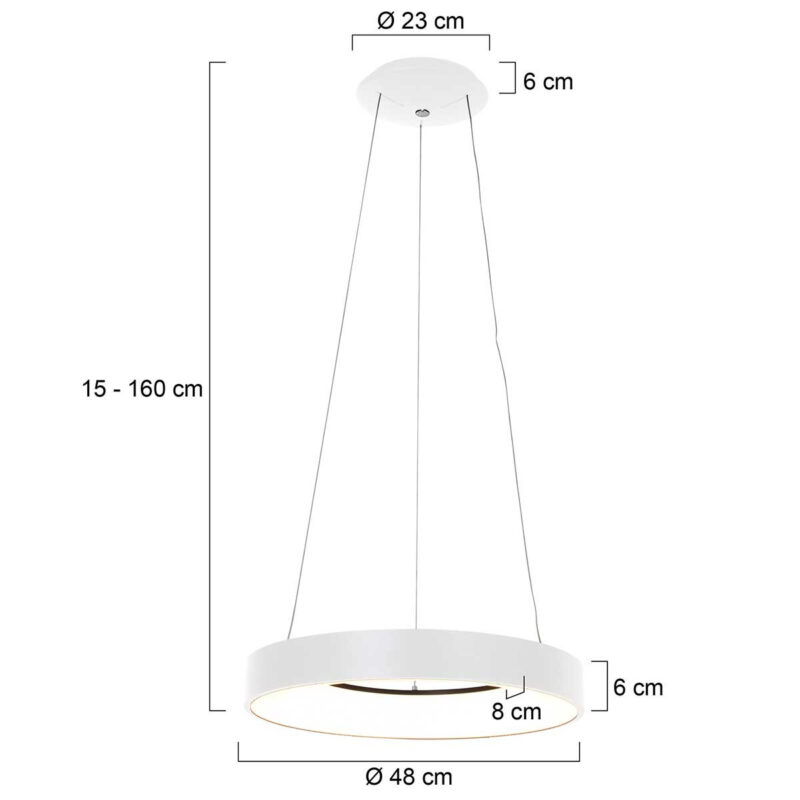 Hanglamp Ringlede 2695W Wit rond 48cm - Afbeelding 8