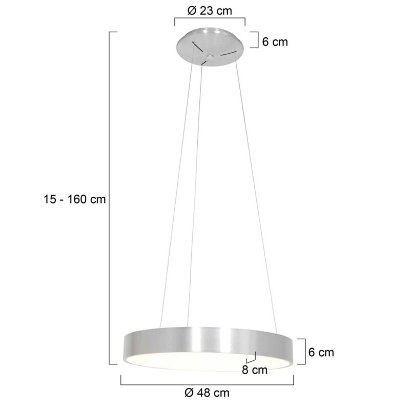 Hanglamp Ringlede 2695ZI Zilver rond 48cm - Afbeelding 8