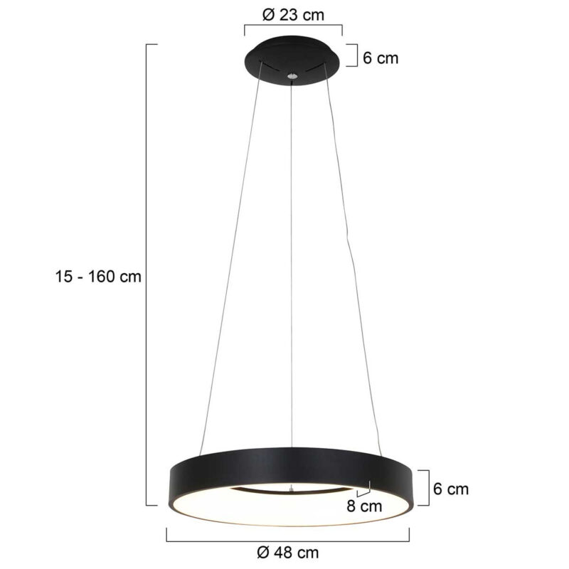 Hanglamp Ringlede 2695ZW Zwart rond 48 cm - Afbeelding 8