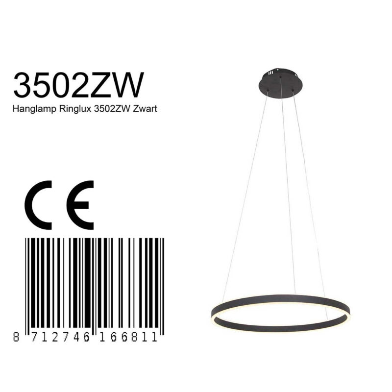Hanglamp Ringlux 3502ZW Zwart 60cm - Afbeelding 8