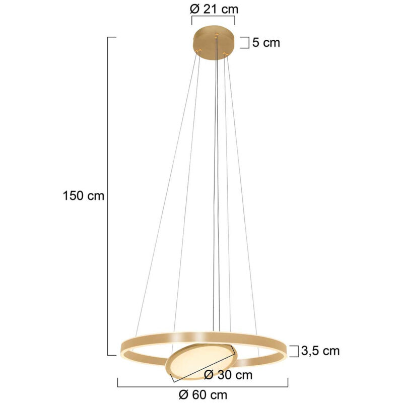 Hanglamp Ringlux 3514GO Goud 60cm met binnenplaat - Afbeelding 8