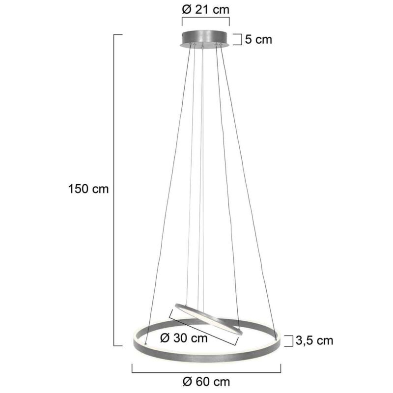 Hanglamp Ringlux 3514ST Staal 60cm met binnenplaat - Afbeelding 7