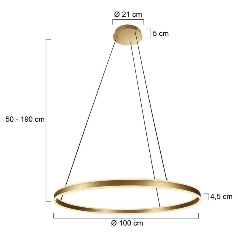 Hanglamp Ringlux 3676GO Goud rond 100cm 7200 Lumen - Afbeelding 7