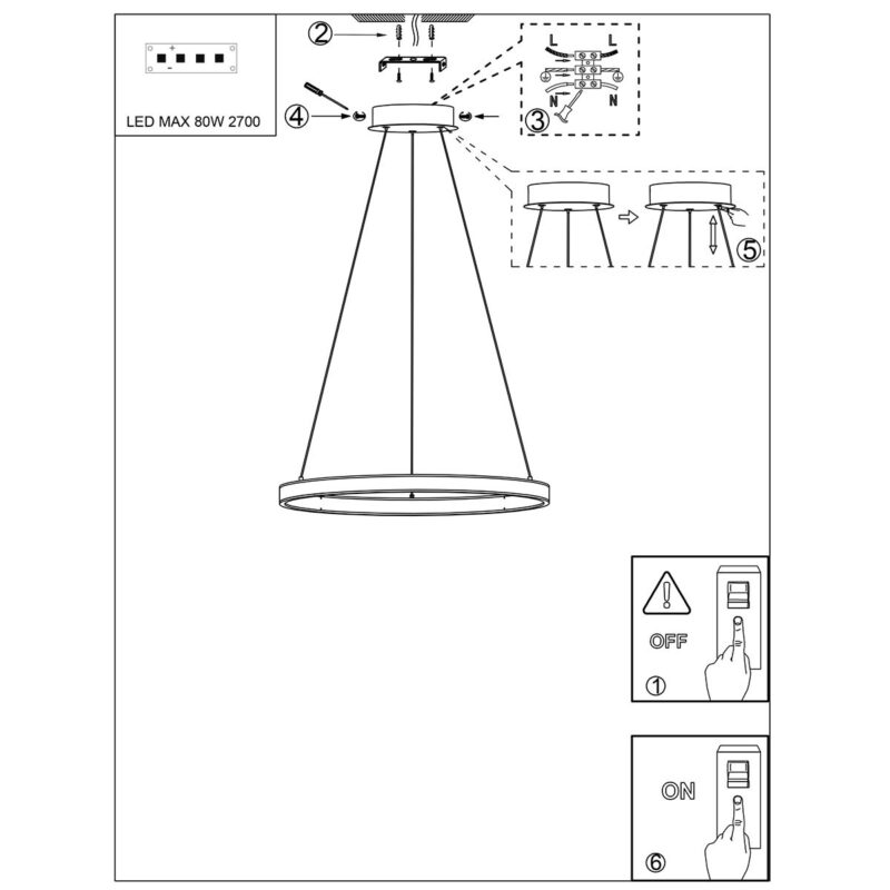 Hanglamp Ringlux 3676ZW Zwart rond 100cm 7200 Lumen - Afbeelding 9