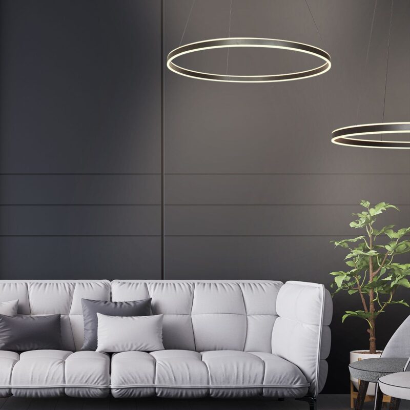 Hanglamp Ringlux 3676ZW Zwart rond 100cm 7200 Lumen - Afbeelding 3