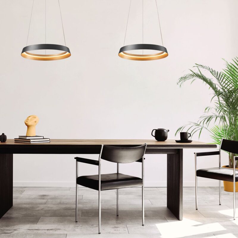 Hanglamp Ringlux 3692ZW Zwart Ø60 4000 Lumen - Afbeelding 3
