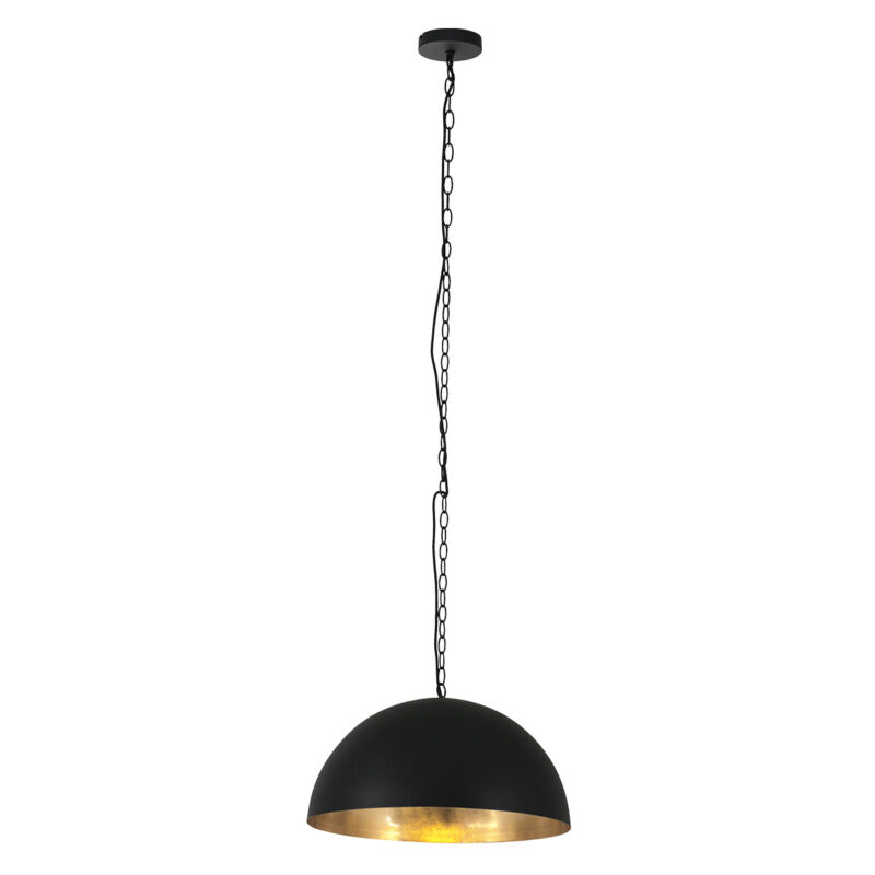 Hanglamp Semicirkel 2555ZW Zwart rond 50cm met gouden binnenkant - Afbeelding 2