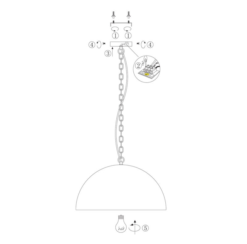 Hanglamp Semicirkel 2555ZW Zwart rond 50cm met gouden binnenkant - Afbeelding 9
