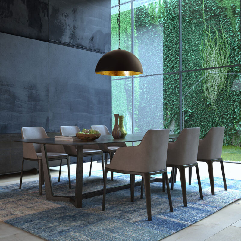 Hanglamp Semicirkel 2555ZW Zwart rond 50cm met gouden binnenkant - Afbeelding 3