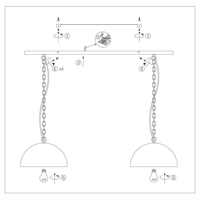 Hanglamp Semicirkel 2556ZW Zwart 2 lichts met E27 fitting - Afbeelding 10