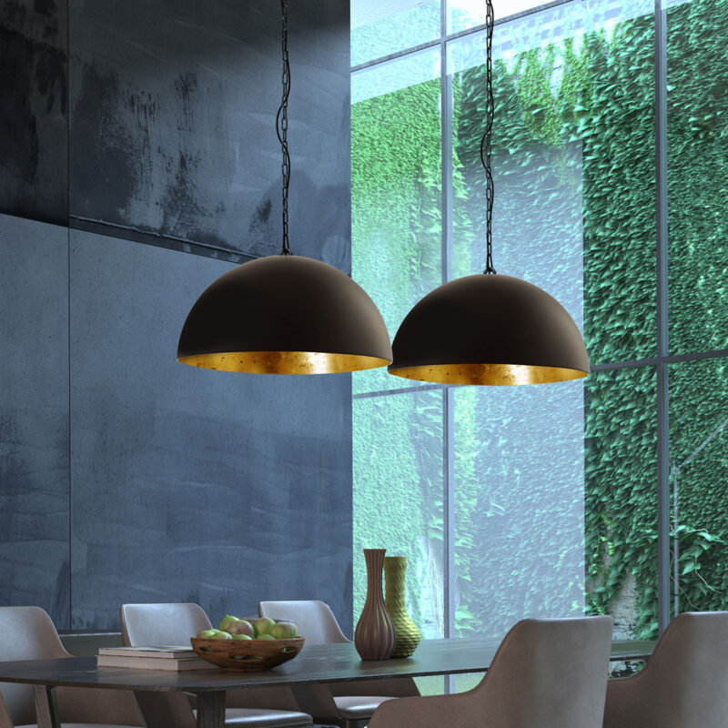 Hanglamp Semicirkel 2556ZW Zwart 2 lichts met E27 fitting - Afbeelding 4