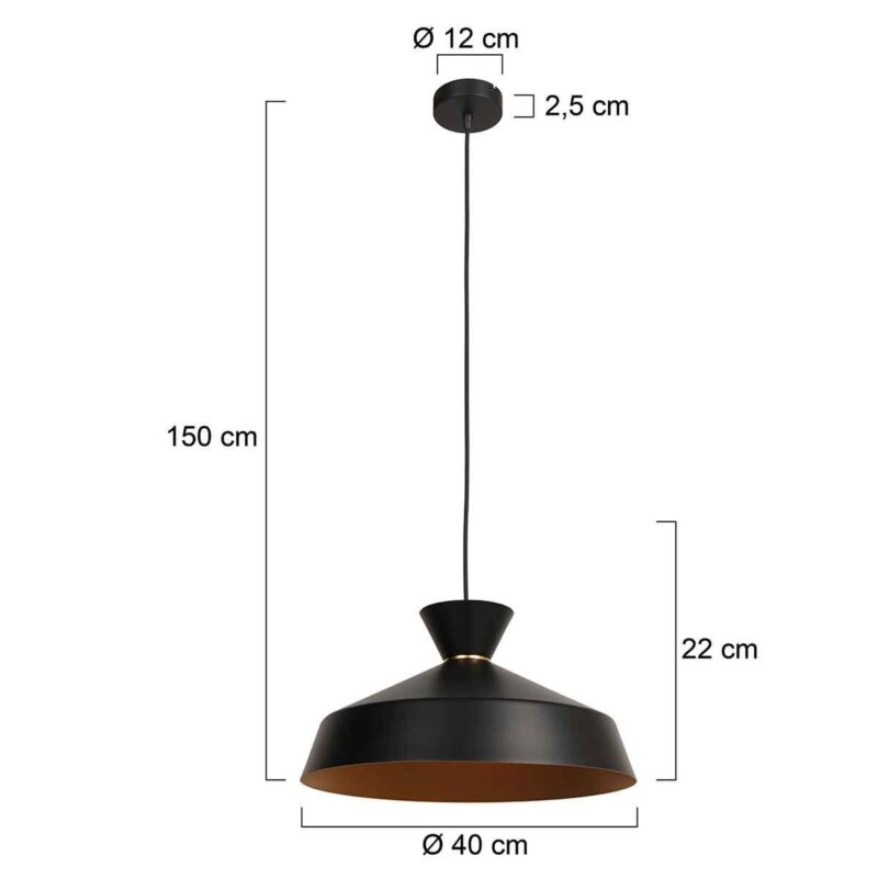Hanglamp Skandina 3682ZW Zwart met goud - Afbeelding 7