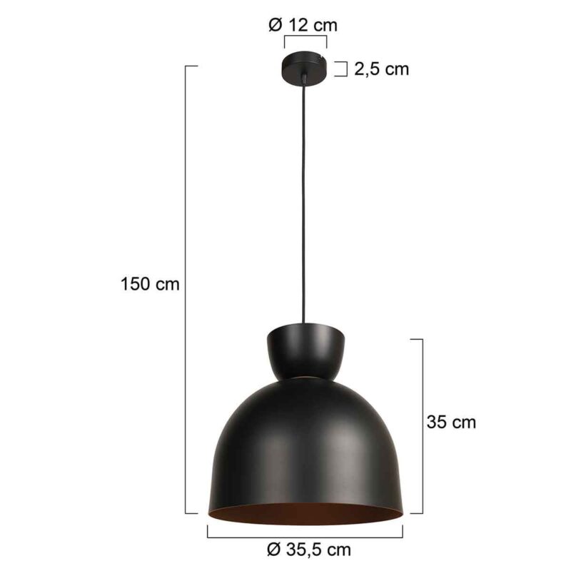 Hanglamp Skandina 3683ZW Zwart met goud - Afbeelding 6