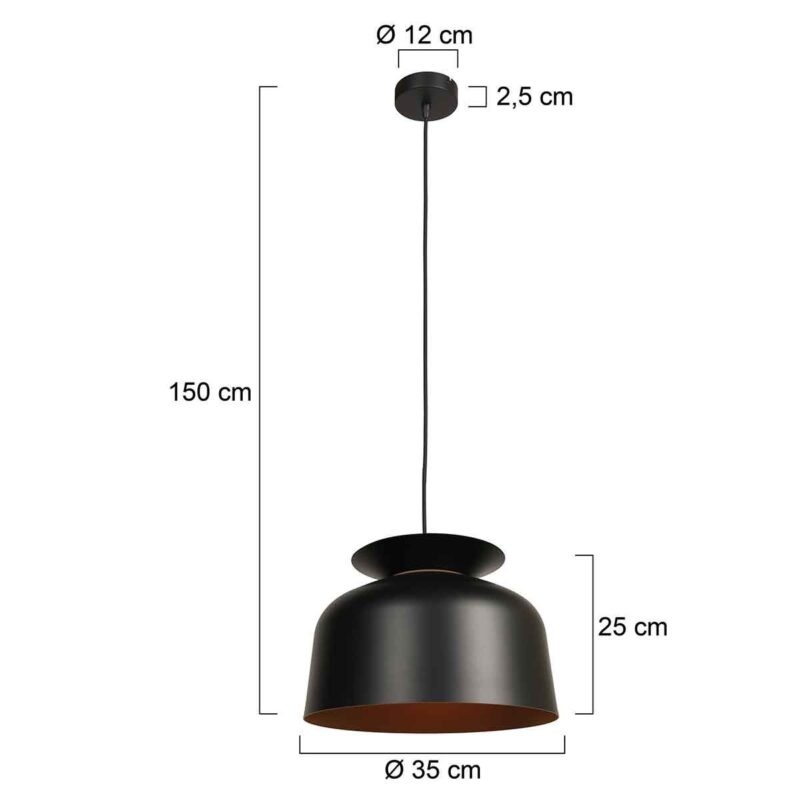 Hanglamp Skandina 3684ZW Zwart met goud - Afbeelding 6