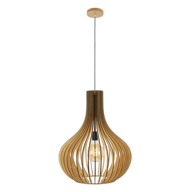 Hanglamp Smukt 2697BE Blank hout met E27 fitting - Afbeelding 2