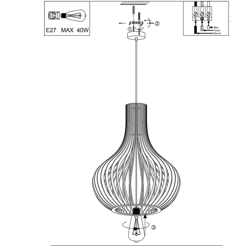 Hanglamp Smukt 2697BE Blank hout met E27 fitting - Afbeelding 10