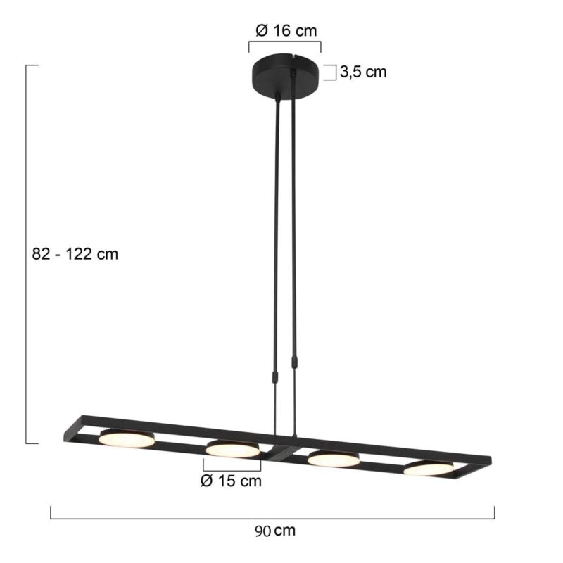 Hanglamp Soleil 3516ZW zwart 4000 Lumen - Afbeelding 6