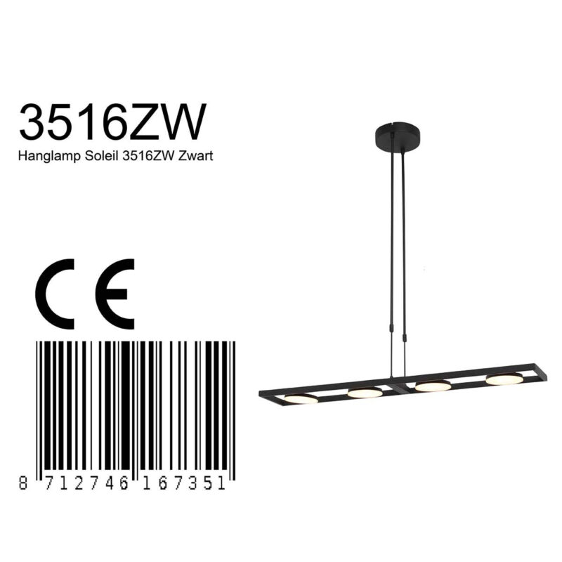 Hanglamp Soleil 3516ZW zwart 4000 Lumen - Afbeelding 7